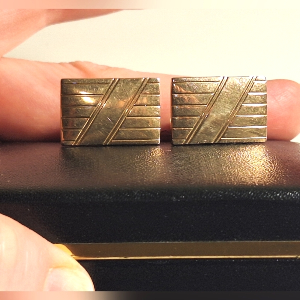 Vintage ANSON | Rectangle, Goldtone Cuff Links